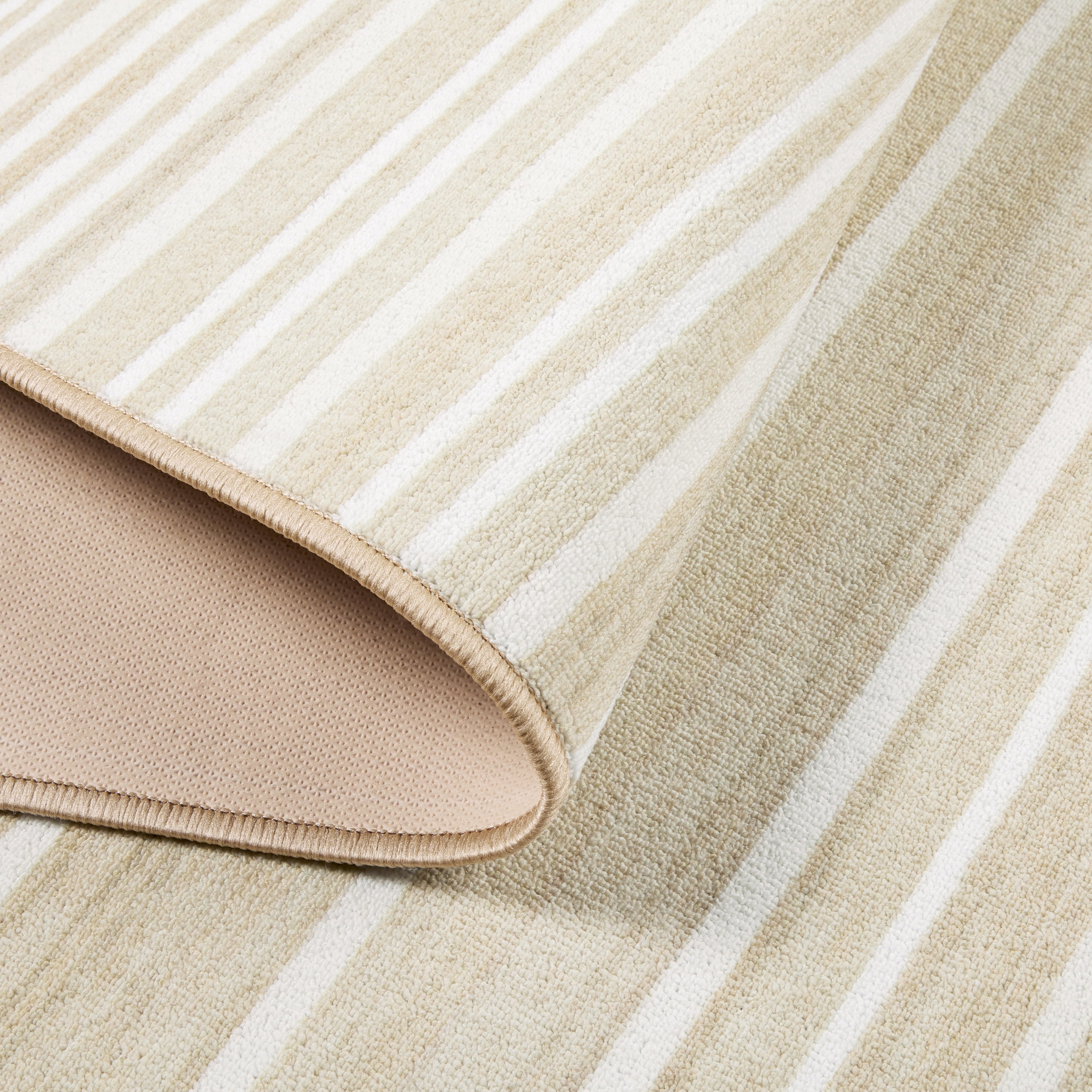 TOWN & COUNTRY BASICS Layne Modern Stripe Everwash® Washable Area Rug with Non-Slip Backing, Pet Friendly Rug, Cream/Beige, 5'2"x7'2"