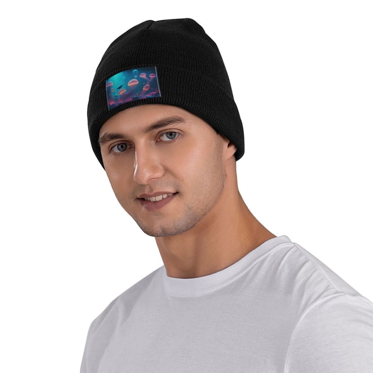 ZICANCN Neon Underwater Ocean Jellyfish Knit Beanie Hat, Winter
