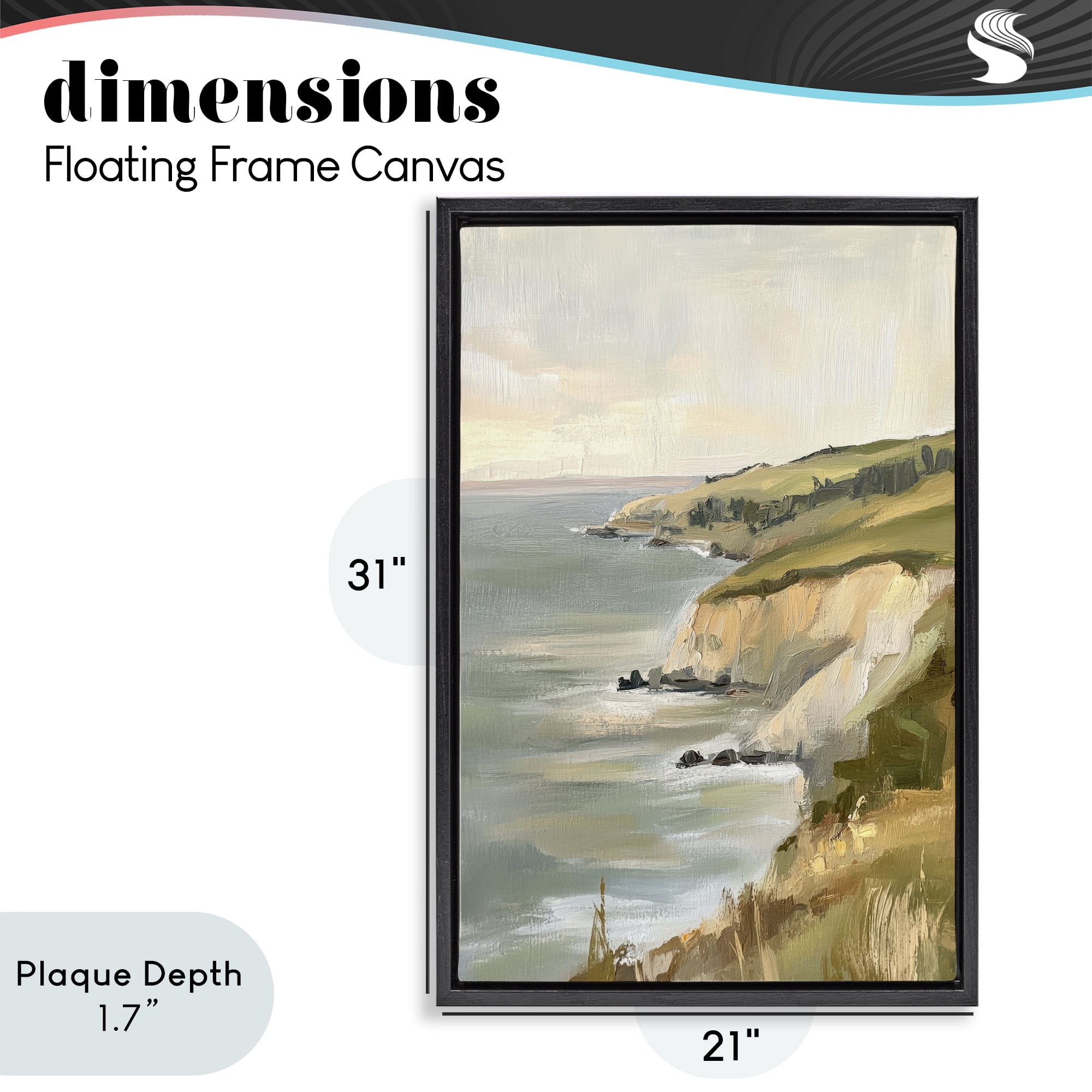 Stupell Industries Cliffs Off The Sea Black Framed Floater Canvas Wall Art, design by Petal Prints Design