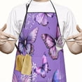 thumbnail image 2 of Purple Butterfly Flower Pattern Apron-Garden Aprons for Women with Pockets-Cotton Linen Waterproof Kitchen Cooking Gardening Aprons Adjustable for Kitchen,Cooking,BBQ and Salon 33x27 Inch, 2 of 7