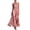 Pink, variant on Women Elegant Floral Print Sheer Mesh Maxi Dress, Pleated Halter Neck Long Gown With Irregular Slit