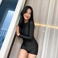 thumbnail image 4 of ZPAQI Women Conservative Swimwear Long Sleeve Swimsuit High Leg Boxer Swimming Pants, 4 of 12