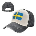 thumbnail image 7 of Men Women Swedish Flag Distressed Twill Cotton Baseball Cap Vintage Adjustable Dad Hat, 7 of 7