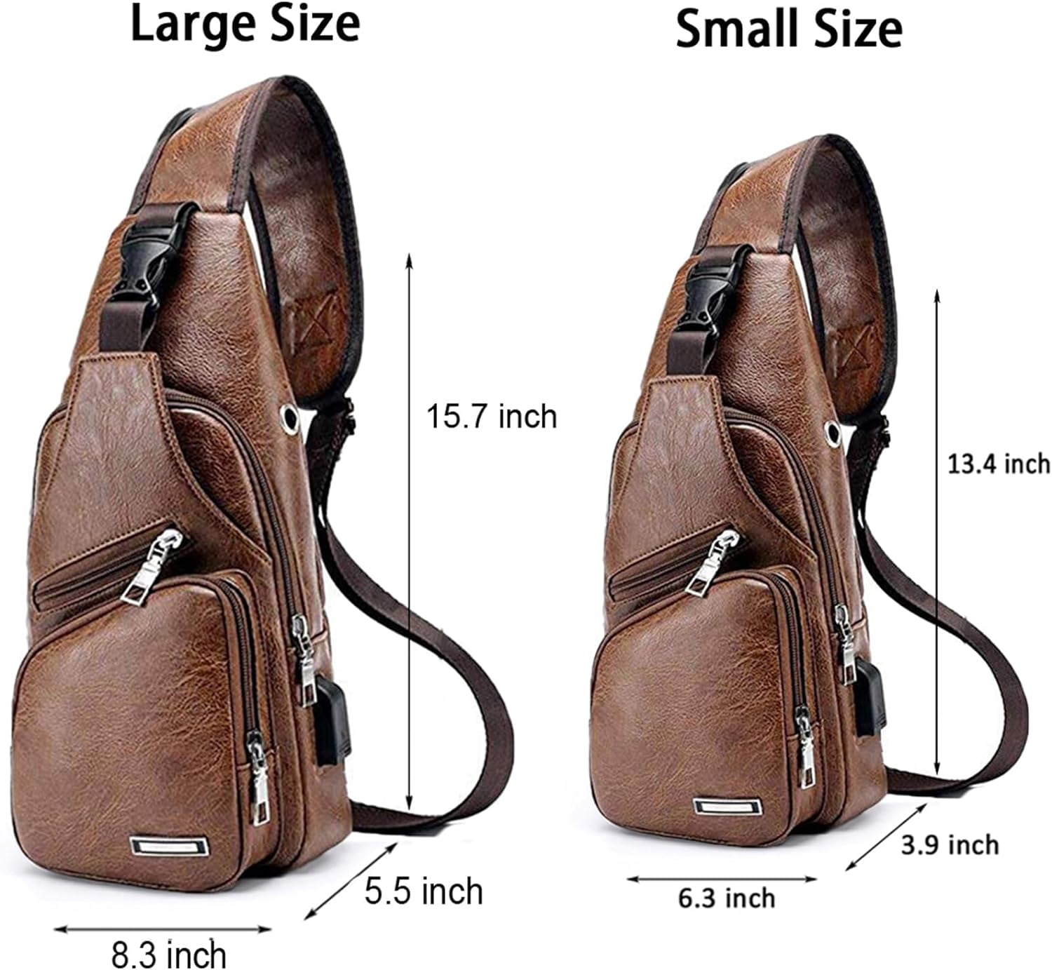 Men's Sling Bag Small Chest Crossbody Shoulder Bag with USB Charging Port