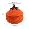 thumbnail image 3 of Halloween Pumpkin Basket with Lid, Halloween Woven Pumpkin Basket with Lid, Woven Storage Basket Pumpkin Design, Orange Woven Rope Basket for Kids, Baby, Trick or Treat Bucket, 3 of 4