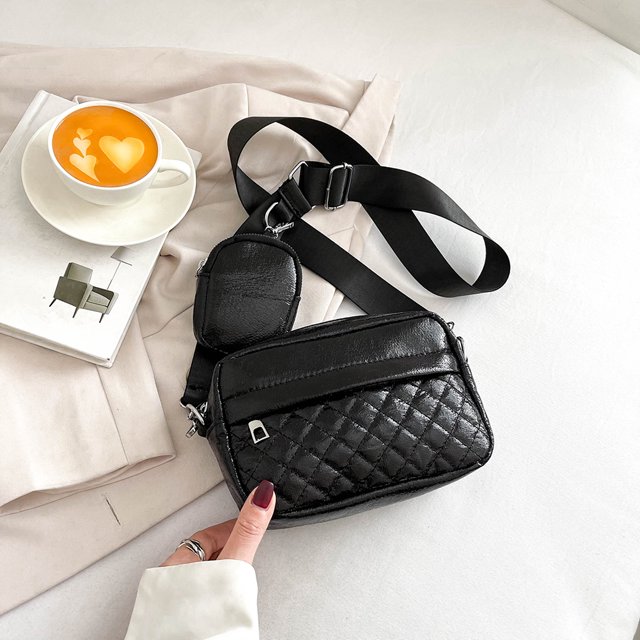 Bolsos cruzados para mujer, bolsos de moda para mujer, bolso cuadrado pequeño informal (negro)