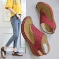 thumbnail image 2 of Casual Sandals Women's Wedge Heel Solid Color Flip Flop Sandals, 2 of 11