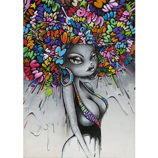 Diamond Painting (DB0293) 5D DIY Square Afro girl Dibujo 30x40cm Hugtrwg Para estrenar