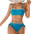 thumbnail image 2 of Swimming Suits for Women, 2 Piece Swimsuit for Women, Womens Bathing Suits, Two Piece Bikini Set Swimsuit for Women Adjustable Tie Back Fit Bathing Suit Double Lined Resort Wear, Cyan XL, 2 of 4