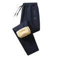 thumbnail image 3 of MAIHAN-Men's Lined Casual Sweatpants, Thermal Winter Trousers with Flannel Interior, Relaxed Fit Wide Leg Sweatpants(Dark Blue,S), 3 of 3