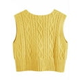 thumbnail image 2 of Women V-Neck Sweater Pullover Cable Knit Vest Solid Color Sleeveless Vest Pullover, 2 of 5