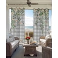 thumbnail image 6 of Watercolor Floral Kitchen Curtains Spring Flowers Leaves Plants Gray Plaid Cafe Short Curtains for Bathroom Blackout Window Curtain Small Window Treatment Drapes for Bedroom Living Room 52"x45"x2, 6 of 9