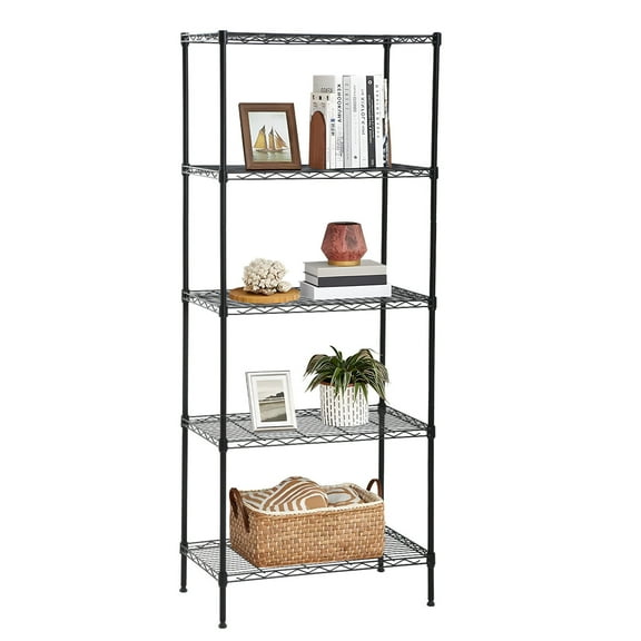FASCK 14"D×24"W×60"H 5-Tier Metal Wire Shelving Unit - Commercial Heavy Duty Storage Shelf, Adjustable Layer Rack for Warehouse/Kitchen/Retail,Black