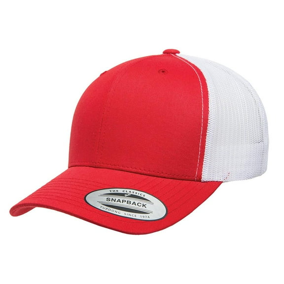 YP CLASSICS® RETRO TRUCKER CAP - 2-TONE-RED/WHITE MESH BACK-ONE SIZE