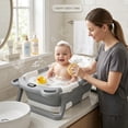 thumbnail image 2 of EZBY Collapsible Baby Bathtub with Temperature Sensor,Double Foldable Infant to Toddler Bath Tub,Non-Slip & Space-Saving Design, 0-3 Years, 2 of 10
