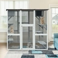 thumbnail image 5 of Pefilos 71" Large Cat House Wooden Catio Outdoor Cat Enclosure for Mulitiple Cats Walk in Cat Cage with Asphalt Roof, Gray, 5 of 7