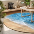 thumbnail image 3 of Round Area Rugs 6Ft, Blue Coastal Beach Non-Slip Washable Circle Rugs Carpet, Summer Nautical Ocean Beige Seaside Indoor Outdoor Rug Floor Mats Throw Runner for Bedroom Living Room Bathroom, 3 of 8