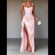 thumbnail image 5 of Vestido de Dama de con Tirantes Finos y Satén con Volantes para Mujer Rosa M, 5 of 7