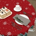 thumbnail image 6 of Red Christmas Tablecloth Round 60 Inch Winter Snowflake Snowman Decoration Outdoor Table Cloth Christmas Trees Red Outdoor Table Cover for Dining Kitchen Holiday Party Picnic Home Decor, 6 of 6
