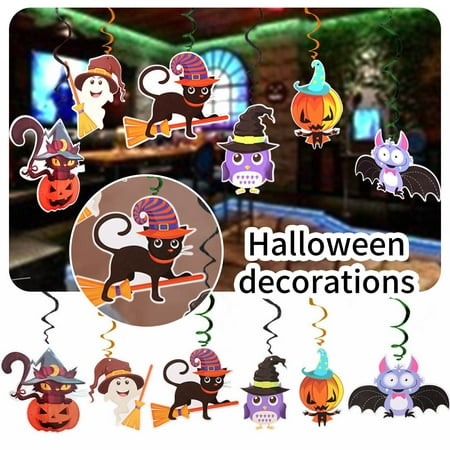 

Home Decor Halloween Spiral Ornament 6 Piece Cartoon Cute Charm Product Decoration Pendant Swirl Witch Pumpkin Room