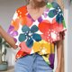 thumbnail image 2 of Camiseta de manga corta suelta con cuello en V y estampado informal a la moda de verano para mujer Pompotops hkajfhjk471304, 2 of 5