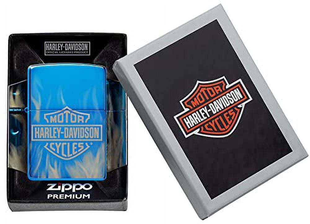 Zippo Harley-Davidson 360? Blue Flames High Polish Lighter - Biker's Choice