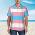 thumbnail image 3 of Transgender Pride Flag LGBT Mens Hawaiian Shirt Short Sleeve Casual Button Up Tropical Summer Beach Shirt, 3 of 9