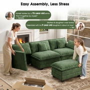 BedLuxury 146.5’’ U shape Modular Sectional Sofa with Movable Ottomans, Modern Chenille Deep Seat Couches for Living Room, Apartment, Office, 4-Seat, Green
