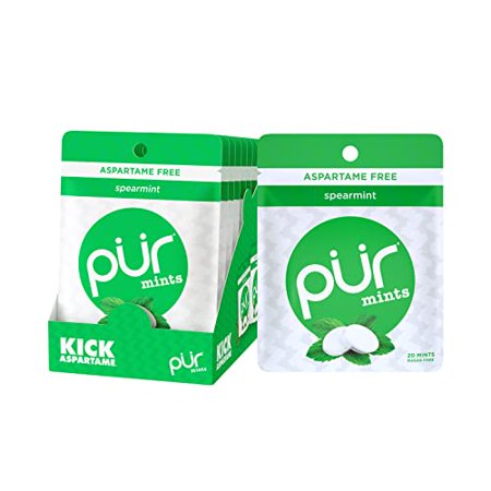 PUR Mints | Sugar Free Mints | 100% Xylitol | Vegan  Aspartame Free  Gluten Free & Keto Friendly | Natural Spearmint Flavored Mints  20 Pieces (Pack of 12)