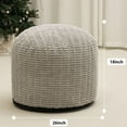 thumbnail image 6 of Round Stuffed Pouf Ottoman for Foot Rest, Storage Ottoman Pouf Foot Stool Cushion, Faux Fur Poufs with Foam Chunk Filling, 26 X 18 Inch Floor Chair for Living Room Bedroom Home Decor, Light Gray, 6 of 7