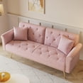 thumbnail image 3 of PAPROOS Pink Sofa Sleeper Couch, Loveseat Sofa with Pillows, Comfy Upholstered Deep Seat Sofa for Bedroom,Living Room,Apartment,Office,Dorm, 3 of 6