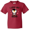 thumbnail image 3 of Inktastic I Love My Mom with Cute Penguin and Hearts Youth T-Shirt, 3 of 5