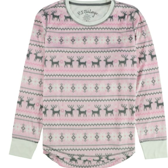 P.J. Salvage Womens Fuzzy Fair Isle Pajama Sweater, Pink, Medium