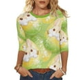 thumbnail image 4 of Xuyuer Women's Easter Printed 3/4 Sleeve T-Shirt, Cute Casual Summer Top Trendy Blouse Outfit for Holiday, 4 of 9