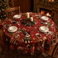 thumbnail image 3 of CHJK Christmas Round Tablecloth, 60 Inch Festive Xmas Dog Table Cover, Decorative Round Table Cloth for Holiday Dining Party Home Decoration, 3 of 6