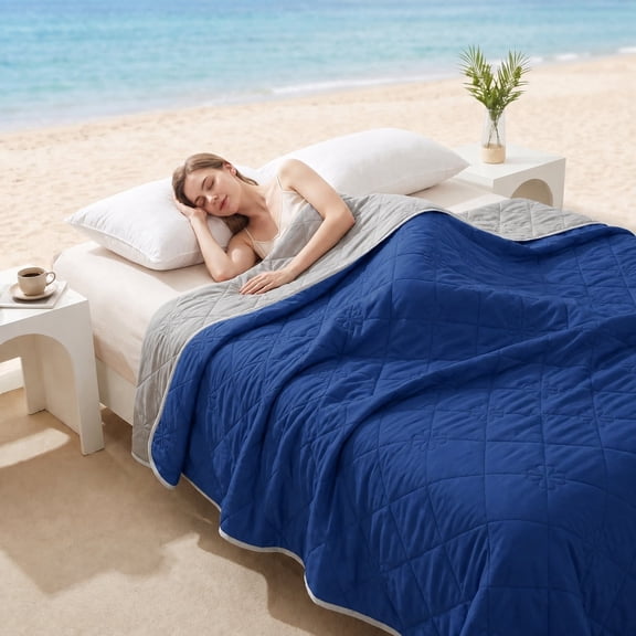 1 PC Summer cooling and refreshing blanket,Breathable, soft, and lightweight nap blanket for comfort and convenience,Cooling blanket, air conditioning blanket,Dark blue,Throw