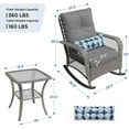 thumbnail image 6 of ELPOSUN 3-Piece Outdoor Rocking Chairs, Wicker Patio Furniture with Thickened Cushions and Table for Porch, 6 of 8