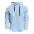 thumbnail image 4 of Half Zip Pullover Men 2026 Spring Fall Long Sleeve Lightweight Cotton Linen Hooded Shirt Mens Hoodie, 4 of 4