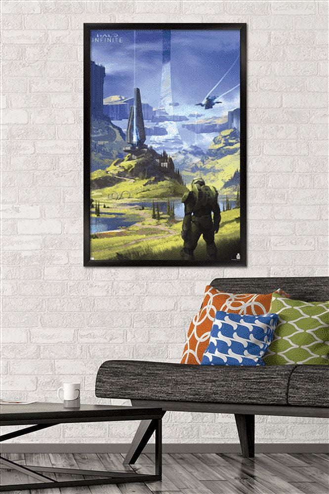 Halo Infinite - Master Chief Valley Wall Poster, 22.375" x 34", Framed