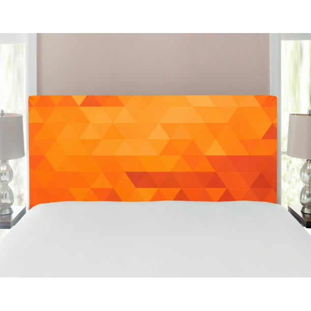 Orange Headboard Triangle Mosaic Shapes And Patterns With Abstract Digital Pixel Like Effect Print Upholstered Decorative Metal Bed Headboard With Memory Foam Full Size Burnt Orange By Ambesonne Walmart Com Walmart Com