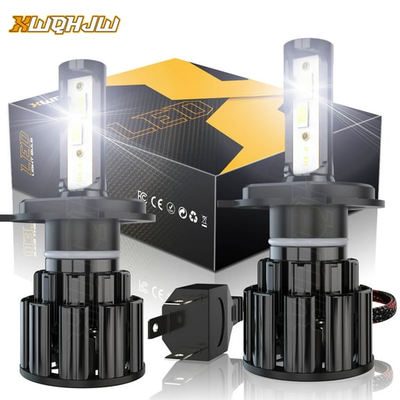 XWQHJW H4 LED Bulb, 500% High Brightness, 6000K Cool White, H4 Headlight Bulb, Pack of 2