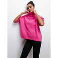 thumbnail image 2 of Women'S High Neck Sweaters Loose Fit Fall Winter Pullover Jumper Tops Rose Red M, 2 of 8