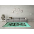 thumbnail image 3 of Ahgly Company Indoor Square Oriental Turquoise Blue Traditional Area Rugs, 5' Square, 3 of 4
