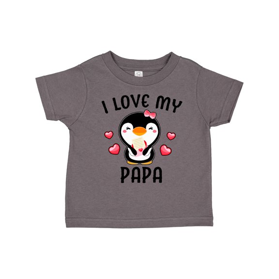 Inktastic I Love My Papa with Cute Penguin and Hearts Girls Toddler T-Shirt