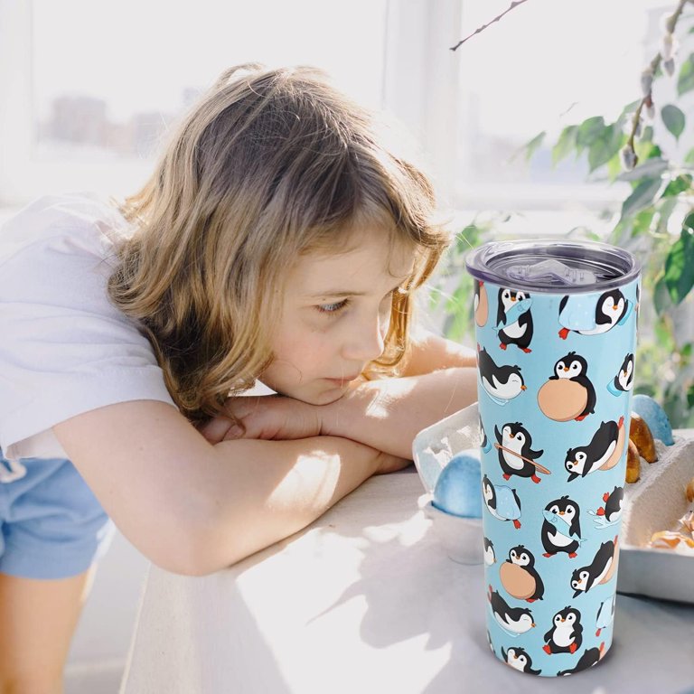 Penguin Tumbler with Lid and Straw Cute Penguin Gifts for Women Men Blue Penguin  Cup Travel Coffee Mug Insulated Stainless Steel Skinny Tumbler 20oz Just a  Girl Who Love Penguins Penguin Stuff