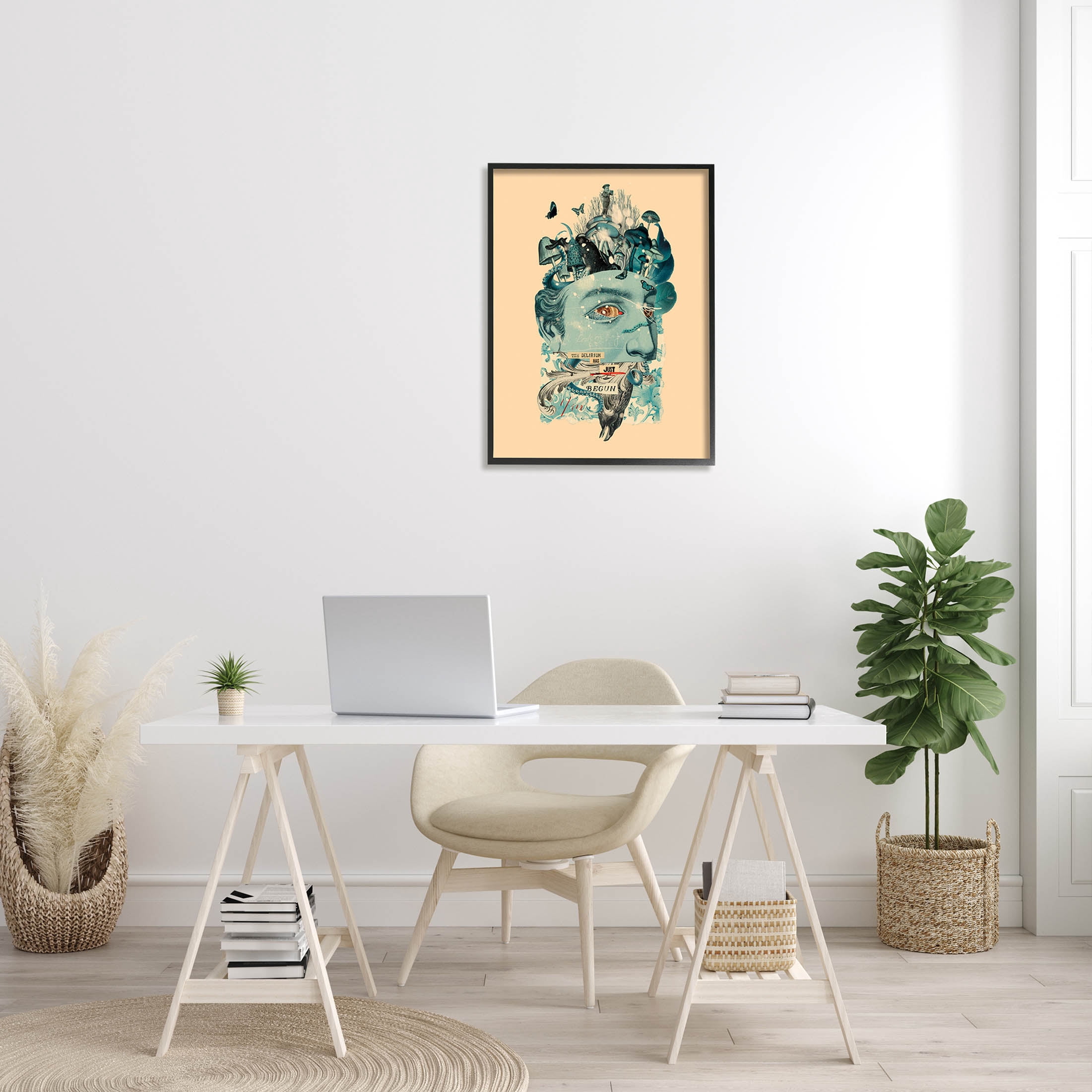Stupell Industries Botanical Mushroom Man Surreal Collage Graphic Art Black Framed Art Print Wall Art, Design by Matheus Lopes Castro