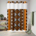 thumbnail image 6 of No Hook Shower Curtain, Yellow Beige Boho Shower Curtains for Bathroom with See Through Top Window, Geometric Vintage Abstract Art Ethnic Waterproof & Washable Bath Curtain 60"x72", 6 of 9