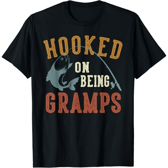 Simple Fit Hooked On Being Gramps Father'S Day Fishing Gramps T-Shirt