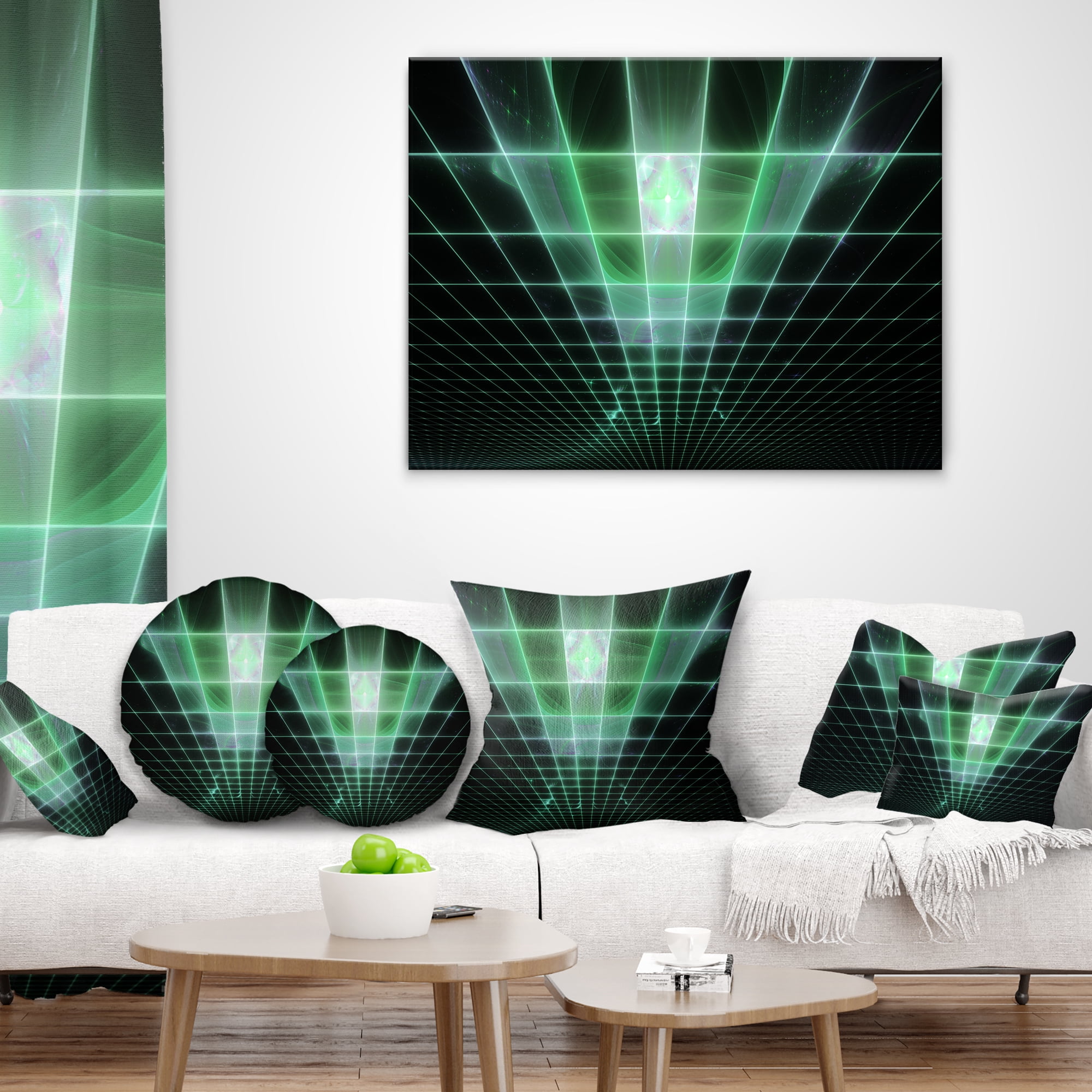 Designart Light Green Bat on Radar Screen - Abstract Throw Pillow - 12x20