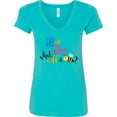thumbnail image 3 of Inktastic He or She What Will It Be? Women's V-Neck T-Shirt, 3 of 5